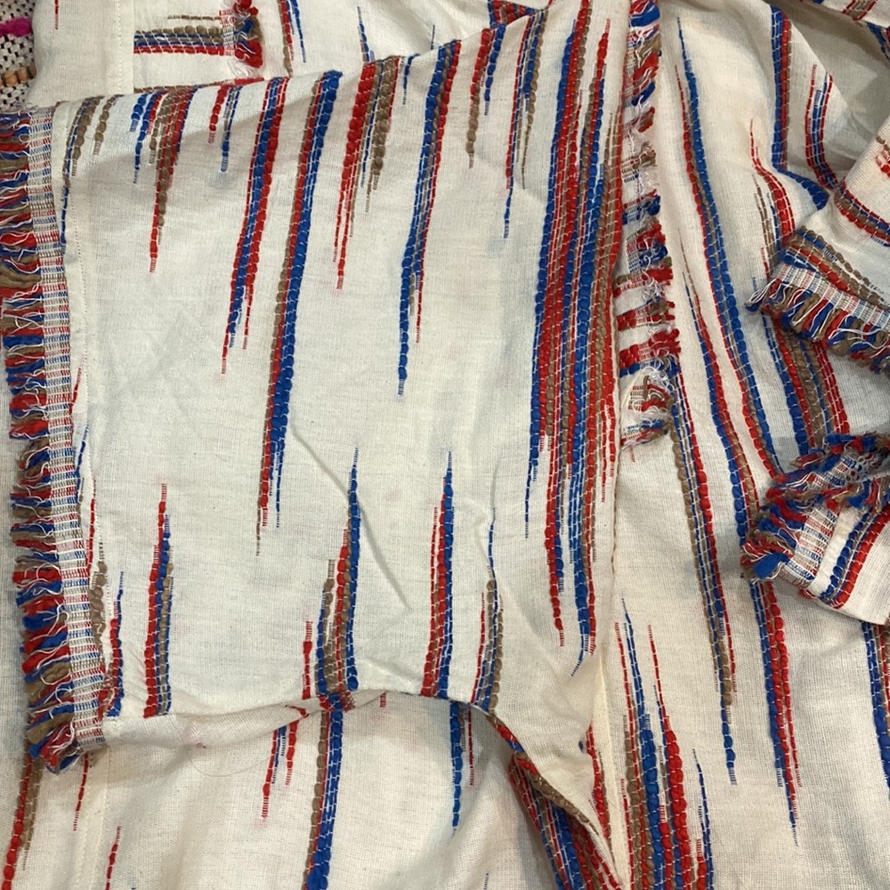 Anthropologie one size fits most Western Kimono Shrug cover up Tan, Red, Blue - Picture 3 of 9
